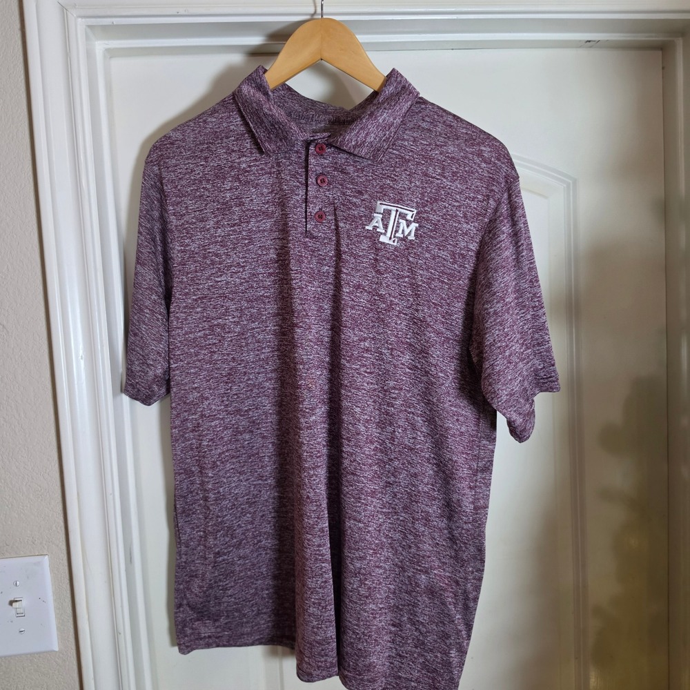Holloway Texas A&M Aggies Polo Shirt Mens Medium Maroon Heather Dry-Excel Logo